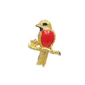 Vintage Gold Tone And Enamel Swallow Bird Pin (1967)